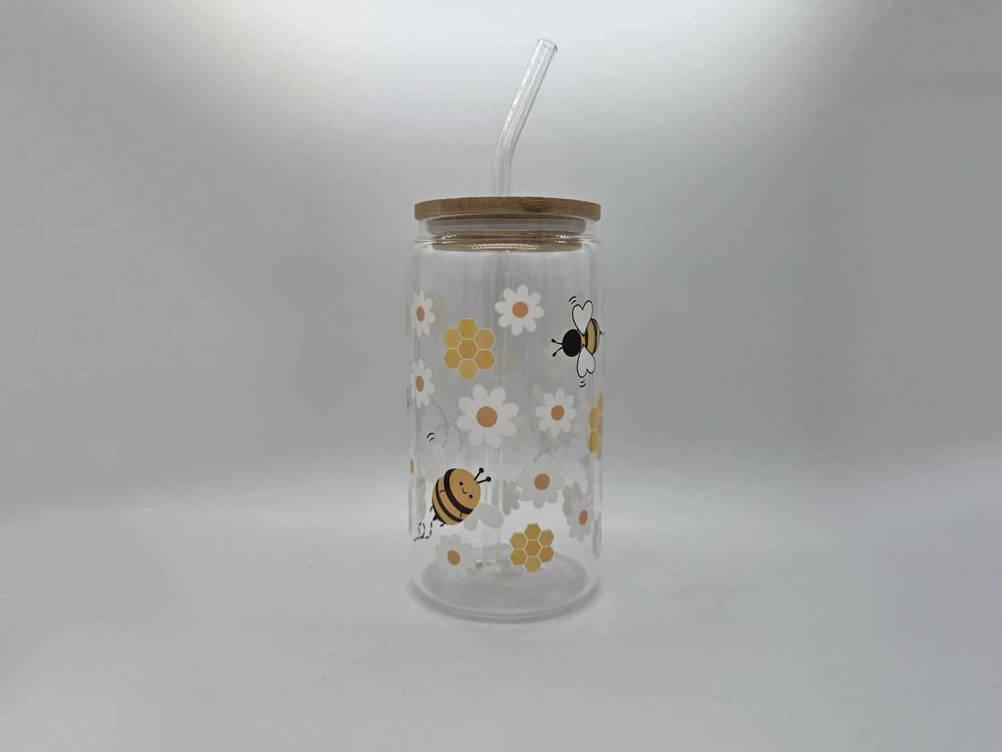 Bees Clear 16 oz Glass Cup