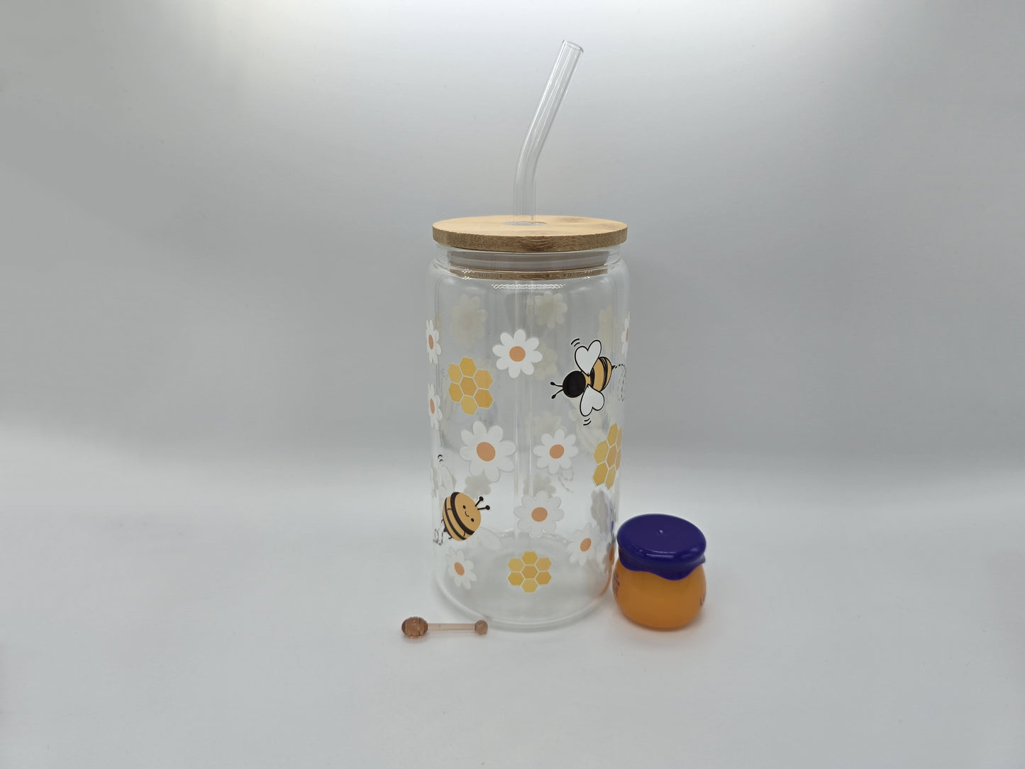 Bees Clear 16 oz Glass Cup