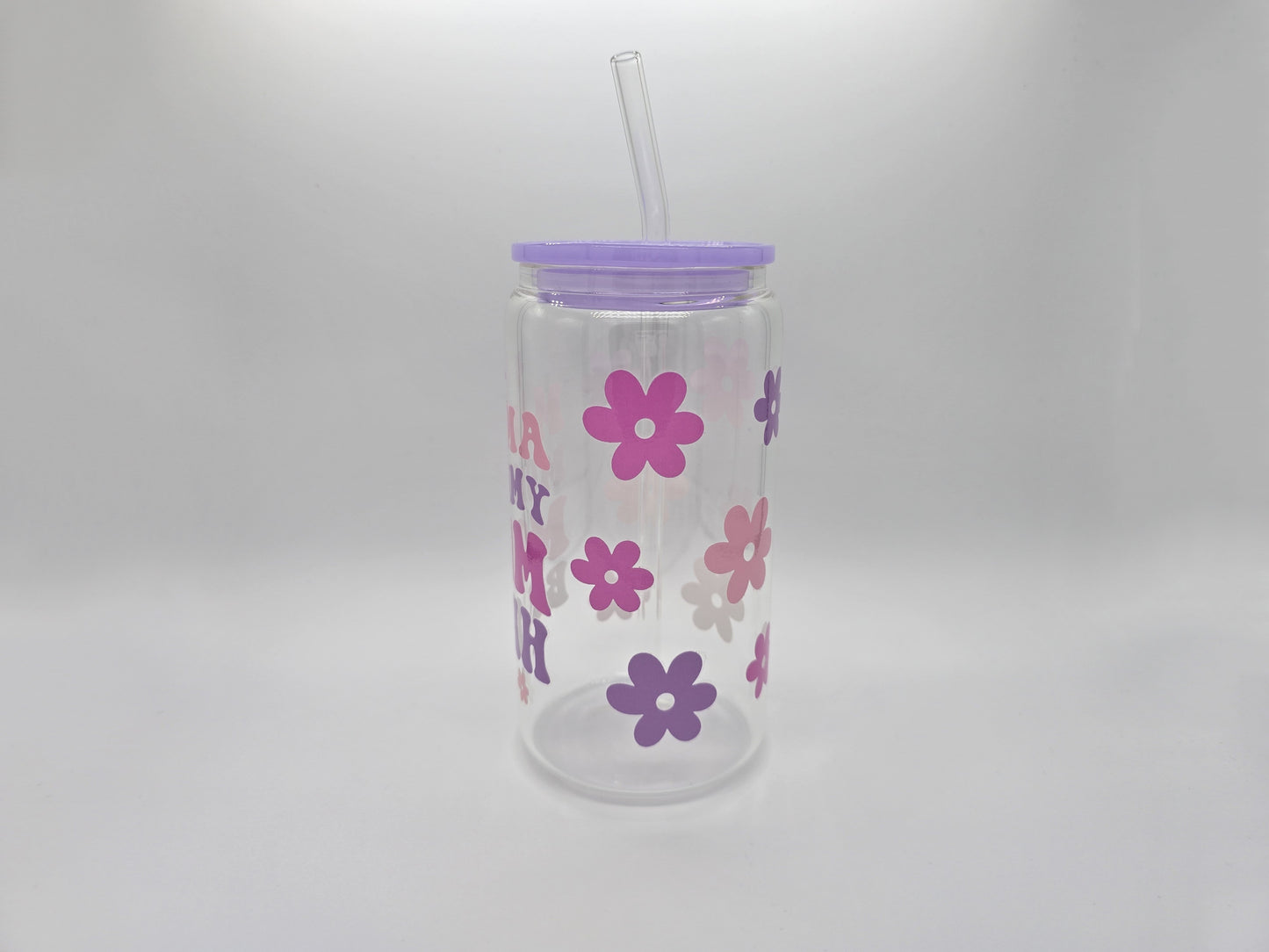 Retro Mom Clear 16 oz Glass Cup
