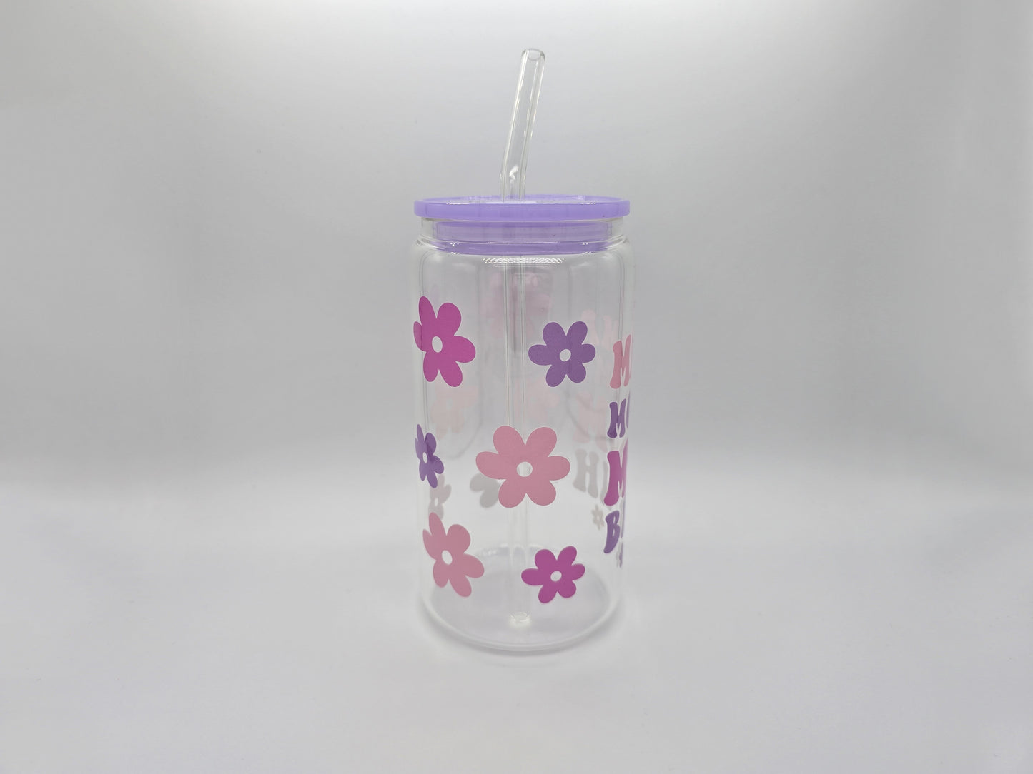 Retro Mom Clear 16 oz Glass Cup