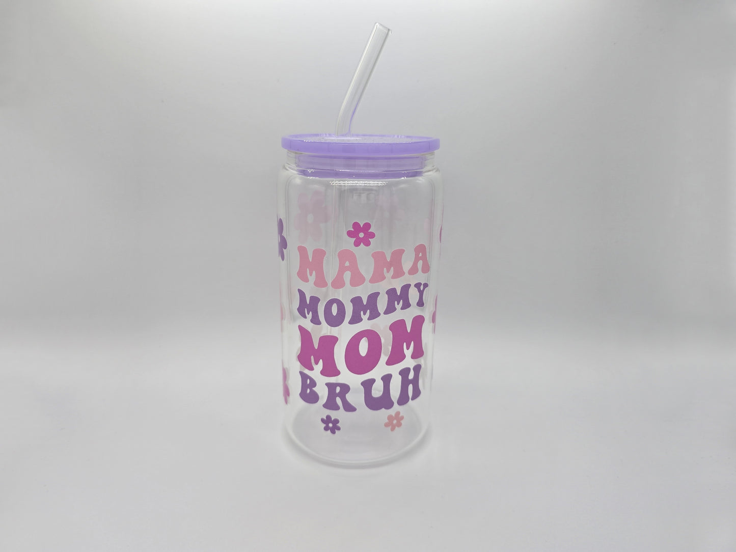 Retro Mom Clear 16 oz Glass Cup