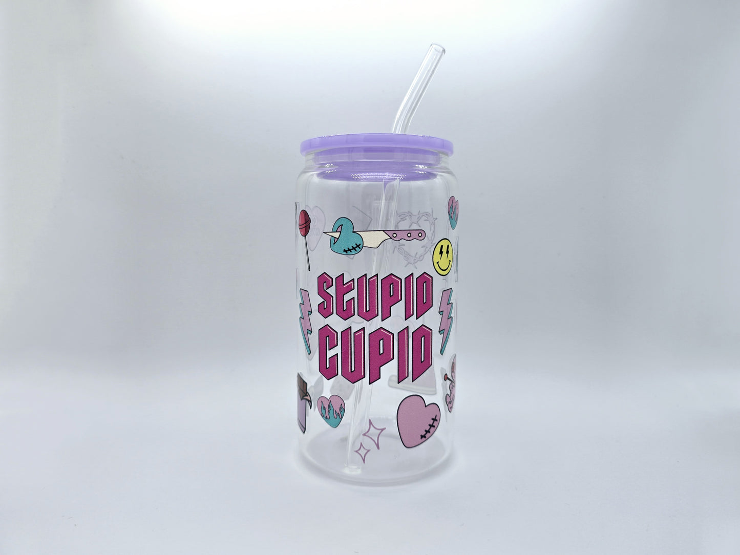 Anti Love Clear 16 oz Glass Cup