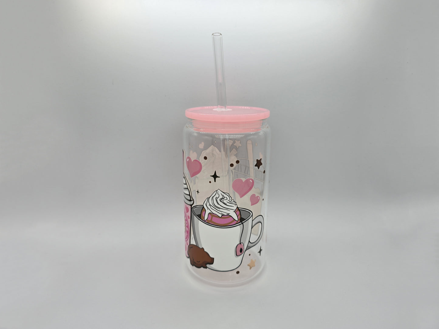 Cafecito y Chisme Clear 16 oz Glass Cup