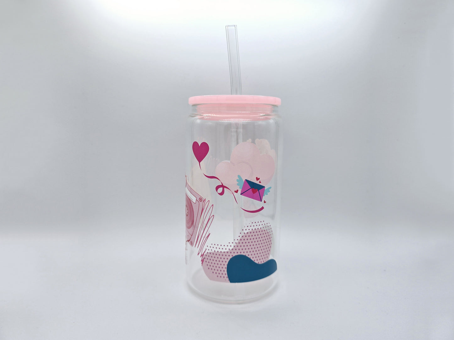 Retro Love Cassette Glass Clear 16 oz Glass Cup