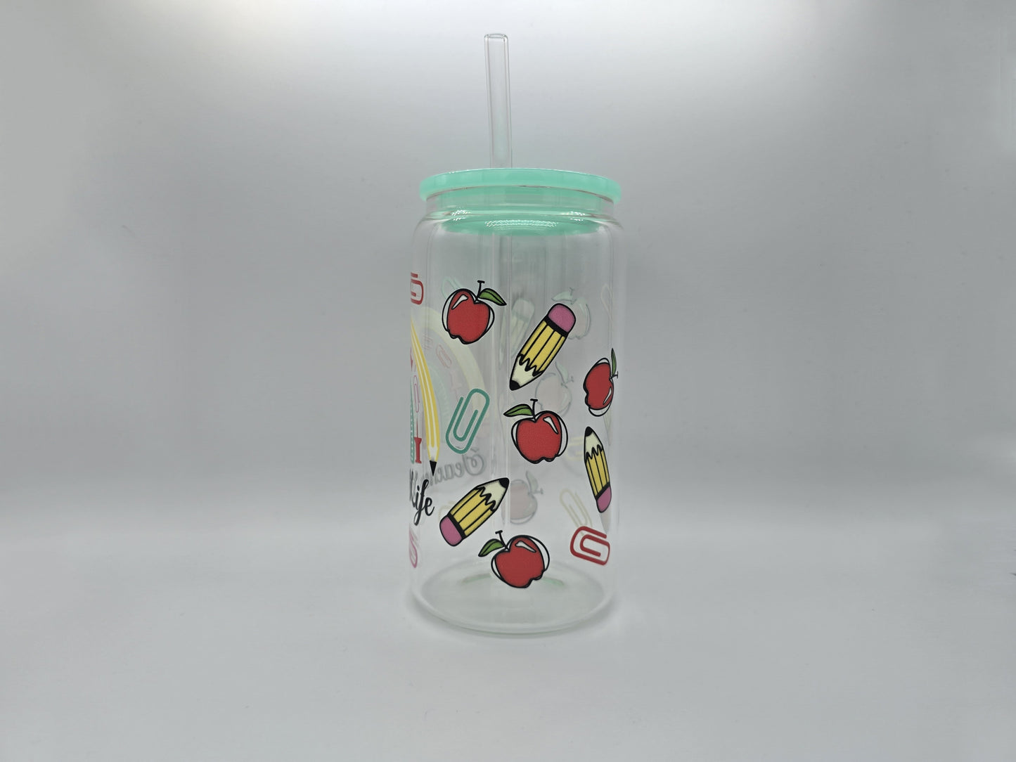 Teacher Life Clear 16 oz Glass Cup