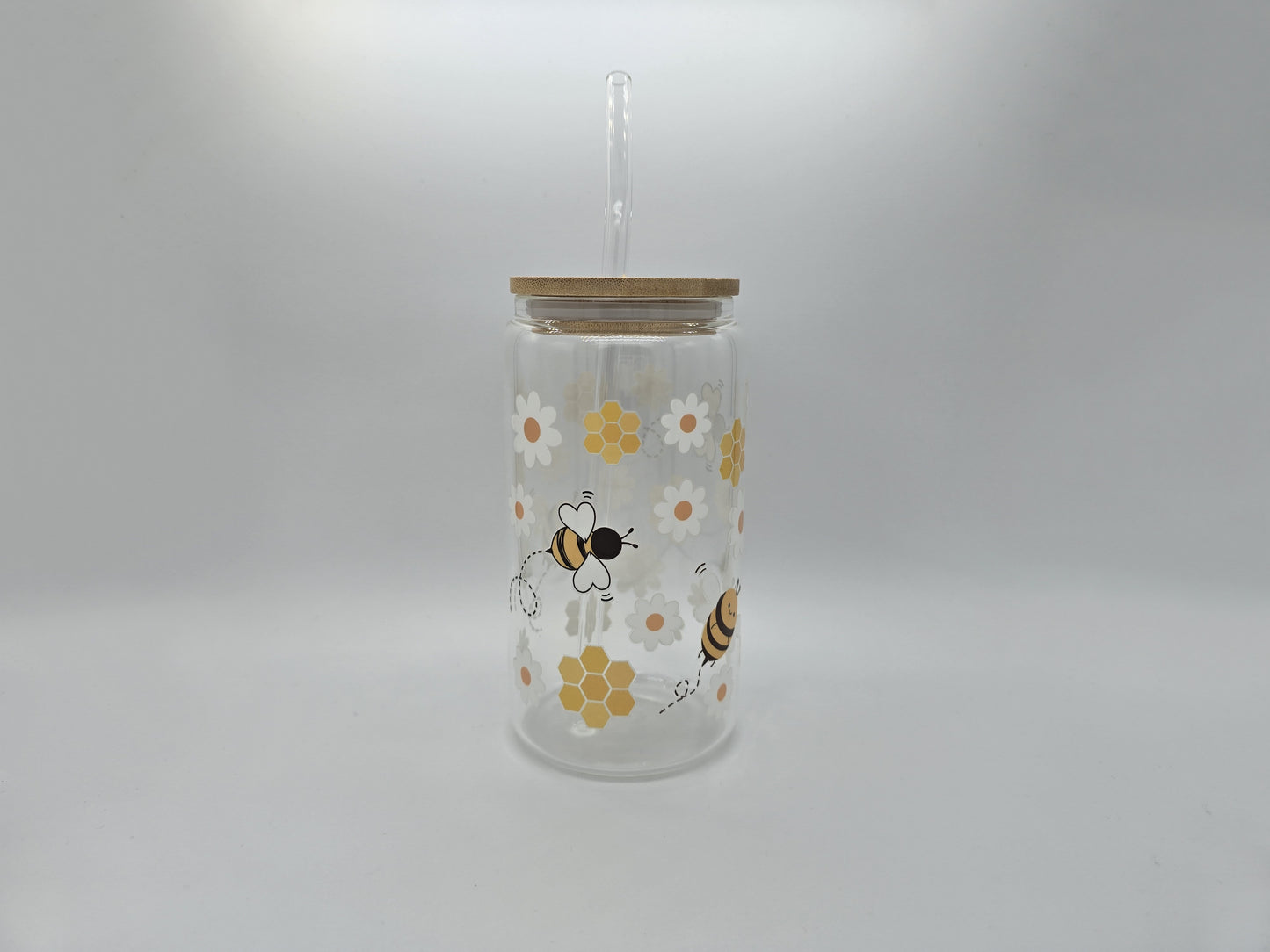 16 oz Bees Glass Can Cup