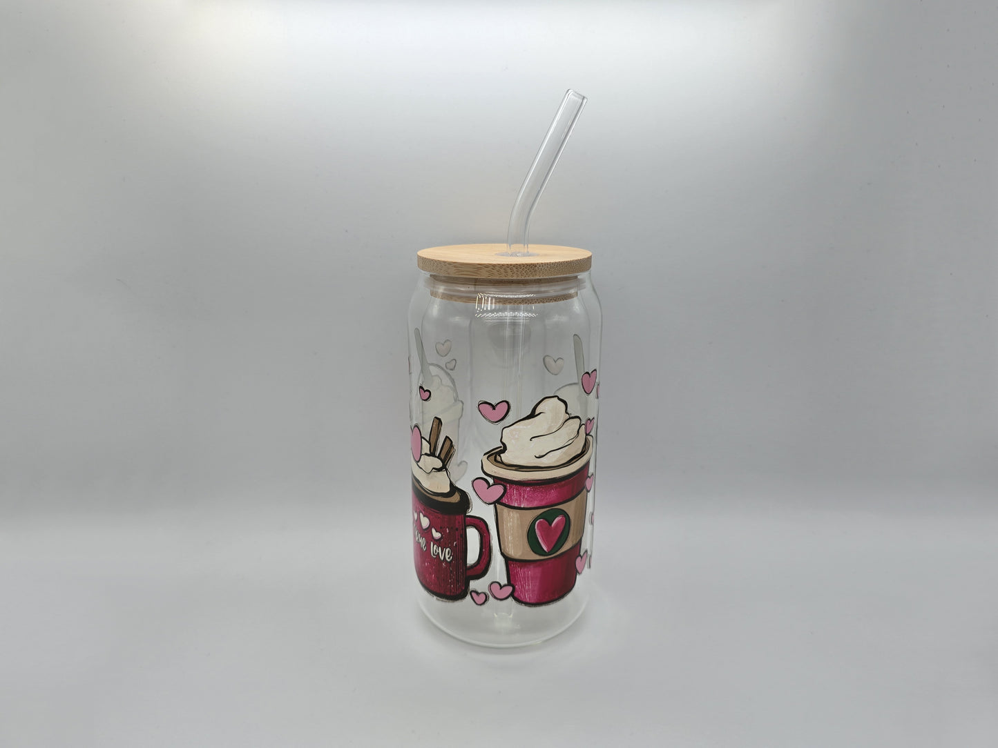 16 oz Coffee Lover Glass Can Cup