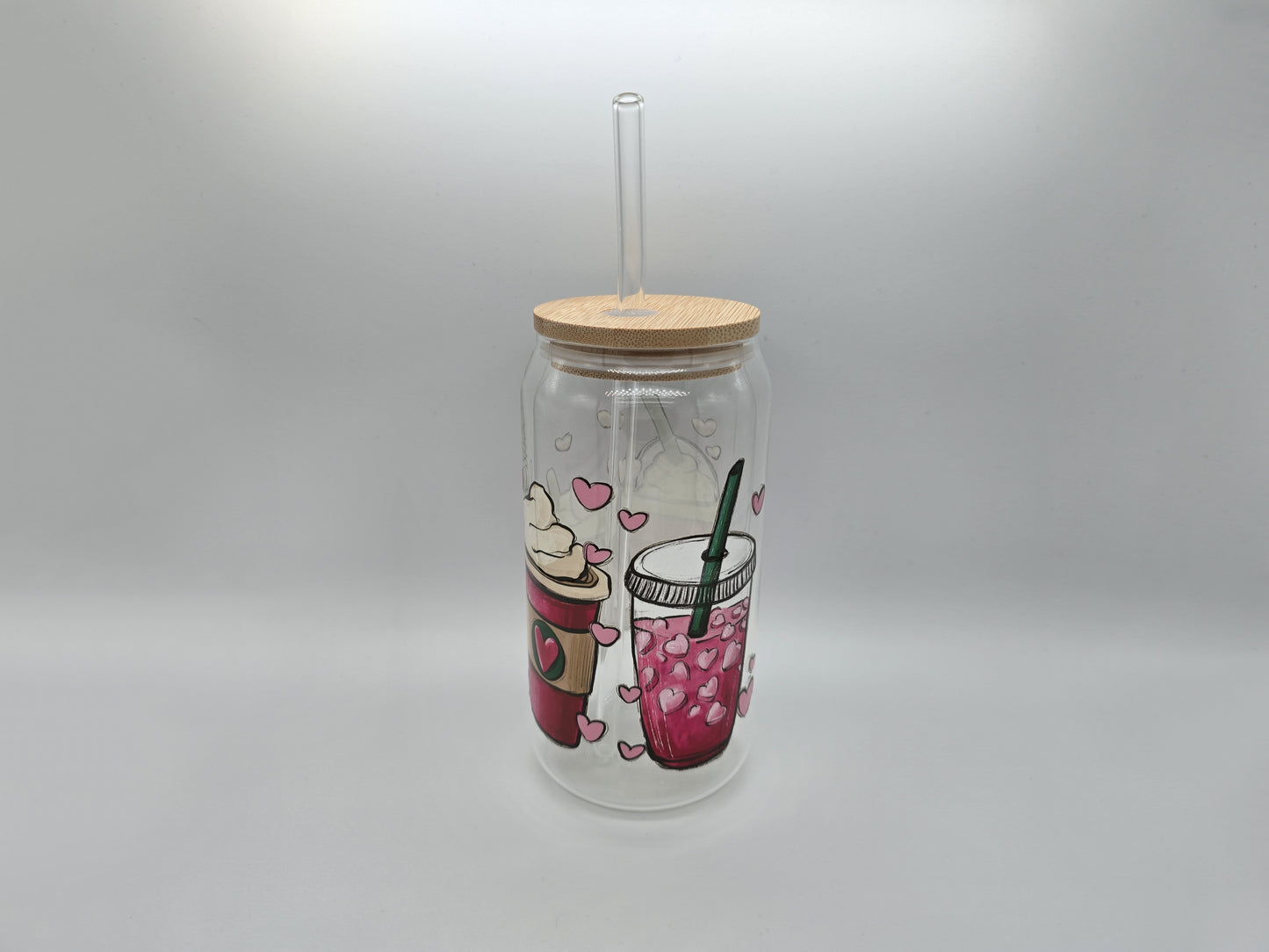 16 oz Coffee Lover Glass Can Cup