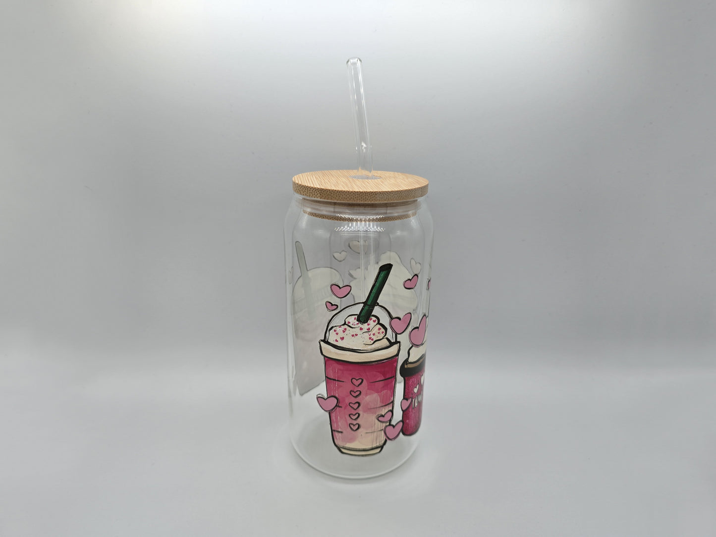 16 oz Coffee Lover Glass Can Cup